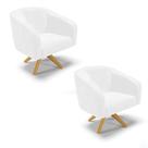 Kit 02 Poltronas Giratória Stella Corano Base Madeira Ma30 - D'rossi Cor Branco