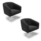 Kit 02 Poltronas Giratória Stella Suede Base Cromada Preto Kit 02 Poltronas Giratória Stella Suede Base Cromada Preto