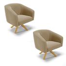 Kit 02 Poltronas Giratória Stella Suede Marrom Rato Kit 02 Poltronas Giratória Stella Suede Marrom Rato