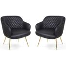 Kit 02 Poltronas Jade Tressê Pés Palito Gold Corano Black - Nexta Casa