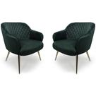 Kit 02 Poltronas Jade Tressê Pés Palito Gold Veludo Verde - Nexta Casa