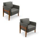 Kit 02 Poltronas Lana Suede Base de Madeira D03 - D'Rossi Kit 02 Poltronas Lana Suede Base de Madeira D03 - D'Rossi