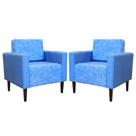 Kit 02 Poltronas Letícia Slim Linho Azul Várias Estampas Ds Estofados