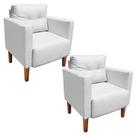 Kit 02 Poltronas Lívia material sintético Branco Pés Chanfrado Drossi