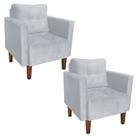 Kit 02 Poltronas Lívia Suede Cinza Pés Chanfrado Drossi