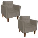 Kit 02 Poltronas Lívia Suede Marrom Rato Pés Chanfrado