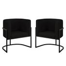 Kit 02 Poltronas Lua com Base de Metal Black Sala Veludo