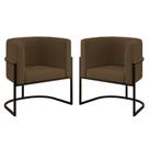 Kit 02 Poltronas Lua Sala Decorativa Base De Ferro Black Marrom