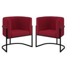 Kit 02 Poltronas Lua Sala Decorativa Base De Ferro Black Marsala