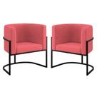 Kit 02 Poltronas Lua Sala Decorativa Base De Ferro Black Rosa