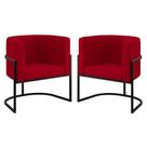 Kit 02 Poltronas Lua Sala Decorativa Base De Ferro Black Vermelho