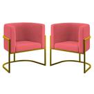 Kit 02 Poltronas Lua Sala Decorativa Base de Ferro Gold