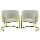 Kit 02 Poltronas Lua Sala Decorativa Base Ferro Gold Bouclê