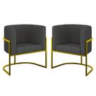Kit 02 Poltronas Lua Sala Decorativa Base Ferro Gold material sintético Kit 02 Poltronas Lua Sala Decorativa Base Ferro Gold material sintético