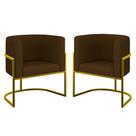 Kit 02 Poltronas Lua Sala Decorativa Base Ferro Gold material sintético