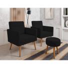 Kit 02 Poltronas Lux Decorativas E Puff Suede Preto Kit 02 Poltronas Lux Decorativas E Puff Suede Preto
