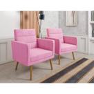 Kit 02 Poltronas Lux Decorativas Para Sala Quarto Suede Rosê Kit 02 Poltronas Lux Decorativas Para Sala Quarto Suede Rosê