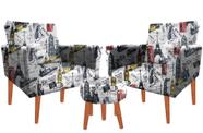 Kit 02 Poltronas Luxo Decorativas Nina E Puff Suede