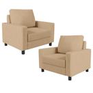 Kit 02 Poltronas Malta Linho Bege Escuro Kit 02 Poltronas Malta Linho Bege Escuro