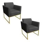 Kit 02 Poltronas Marisa Base Dourado Preto Kit 02 Poltronas Marisa Base Dourado Preto