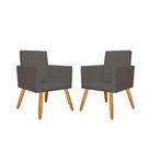 Kit 02 Poltronas material sintético Cinza