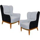 Kit 02 Poltronas Milena D02 Cinza D-315 Preto