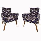 Kit 02 Poltronas Nina Estampa Triangulo Roxo