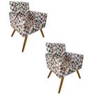 Kit 02 Poltronas Nina Suede Triangulos Bege Decoraçaõ Para Sala Quarto Recepção