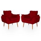 Kit 02 Poltronas Opala Sala Confortável Resistente Vermelho