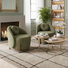 Kit 02 Poltronas Orgânicas Curvas Amsterdã Boucle Verde Oliva - Montanari's Decor