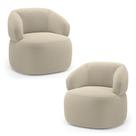 Kit 02 Poltronas Orgânicas Giratória Living Glee Bouclê Bege - Desk Design