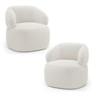 Kit 02 Poltronas Orgânicas Giratória Living Glee Bouclê Off White - Desk Design