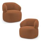 Kit 02 Poltronas Orgânicas Giratória Living Glee Bouclê Terracota - Abmaza