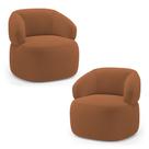 Kit 02 Poltronas Orgânicas Giratória Living Glee Bouclê Terracota - Desk Design Kit 02 Poltronas Orgânicas Giratória Living Glee Bouclê Terracota - Desk Design
