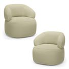 Kit 02 Poltronas Orgânicas Giratória Living Glee Linho Bege - Desk Design