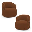 Kit 02 Poltronas Orgânicas Giratória Living Glee Veludo Terracota - Desk Design Kit 02 Poltronas Orgânicas Giratória Living Glee Veludo Terracota - Desk Design