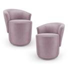 Kit 02 Poltronas Orgânicas Living Mavi Fixa Veludo Rosé - Desk Design