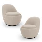 Kit 02 Poltronas Orgânicas Living Memphis Base Giratória Bouclê Bege - Abmaza