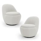Kit 02 Poltronas Orgânicas Living Memphis Base Giratória Bouclê Off White - Abmaza