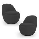 Kit 02 Poltronas Orgânicas Living Memphis Base Giratória Bouclê Preto - Desk Design