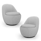 Kit 02 Poltronas Orgânicas Living Memphis Base Giratória Linho Cinza Claro - Abmaza