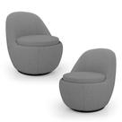 Kit 02 Poltronas Orgânicas Living Memphis Base Giratória Linho Cinza Escuro - Abmaza