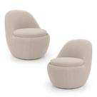 Kit 02 Poltronas Orgânicas Living Memphis Fixa Bouclê Bege - Desk Design