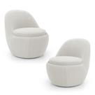 Kit 02 Poltronas Orgânicas Living Memphis Fixa Bouclê Off White - Abmaza