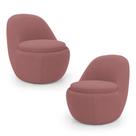 Kit 02 Poltronas Orgânicas Living Memphis Fixa Bouclê Rosé - Abmaza