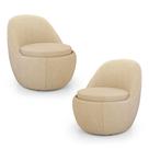 Kit 02 Poltronas Orgânicas Living Memphis Fixa Linho Bege - Desk Design