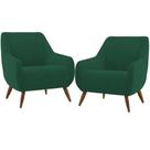 Kit 02 Poltronas Paloma D02 Veludo Verde C-303