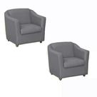 Kit 02 Poltronas Para Decoração Recepção Clinica Consultório Sala de Espera Bia - Jm interiores Cor: Suede Cinza