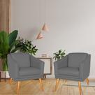 Kit 02 Poltronas Para Recepção Sala Estar Cinza Visammer