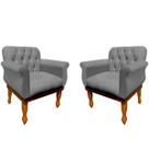 Kit 02 Poltronas Para Sala de Estar Decorativa Cadeira Estofada Capitonê Quarto Recepção Escritório